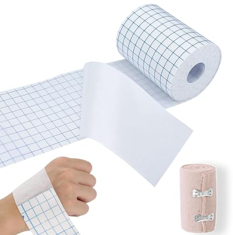 MIAOHAUSDE Fixomull Stretch 10cm x 10m Fixierpflaster Rolle aus Vliesstoff | Hautfreundliches, Atmungsaktiv, Wasserabweisend mit Eine Elastische binde Bandage Zum Befestigen von Pflasterarten
