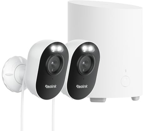 Reolink Smart Außen-Sicherheits-Bundle: 2× Lumus-2K 4MP WLAN Außenkameras mit Spotlights + Home Hub Mini, Dualband WLAN, Lokaler Speicher, Verschlüsselt