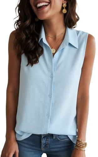 Camiseta sin mangas para mujer, blusas de verano para el tiempo libre con botones, camisetas de tirantes de moda con estampado floral Top sin espalda, camiseta elegante para mujer, verano, cuello