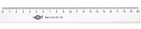 Wedo 5220 linjal 20 cm, bläckkant, präglad centimeter klassificering, plast, transparent