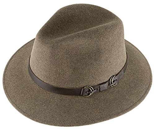 Alpenleder Fedora Hut Siena | Handgefertigter Wollhut Filzhut Wollfilzhut Hut Hat Herren (XL (61-62 cm), Forest Green)