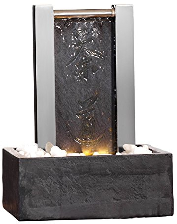 Seliger Schiefer-Edelstahlbrunnen Calgary, 29 x 20,5 x 13,5 cm