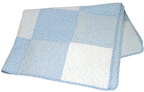 Stephan Baby Heirloom-Quality Pieced Crib Quilt, Blue and White Vintage Dot