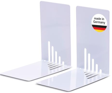MAUL Buchstützen grau 2er Set aus Stahl fürs Büro | sicherer Halt für Bücher, kratzfeste Beschichtung, magnetische Haftfläche, glänzende Optik, schnell mehr Ordnung