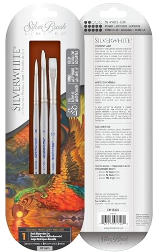 Silver Brush Limited Ultra Mini Lettering Paintbrush Set, 4pc | Sizes 5/0, 10/0, 15/0, 20/0, Watercolour, Acrylic, Short Handle, Soft Fine Point Golden Taklon Bristles, Calligraphy, Letters