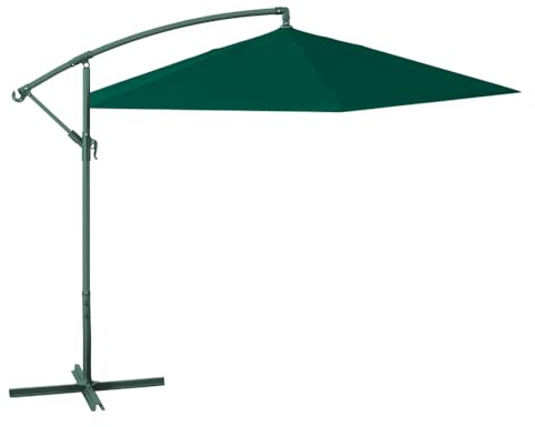 VERDELOOK | Ombrellone a Braccio Ø3 m Verde Scuro con Struttura Tortora, Parasole da Giardino con Palo Laterale in Metallo, Copertura in Poliestere 160 gr/m² con Base a Croce, Arredo Piscina