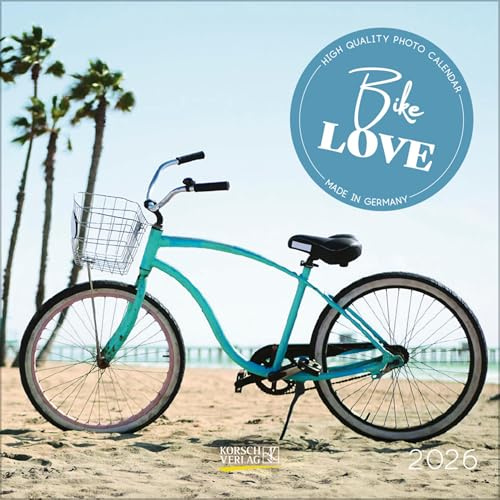 Bike Love 2026: Hochwertiger unverpackter Broschürenkalender mit Ferienterminen. Nachhaltiger Fotokalender im Format 30 x 30 cm