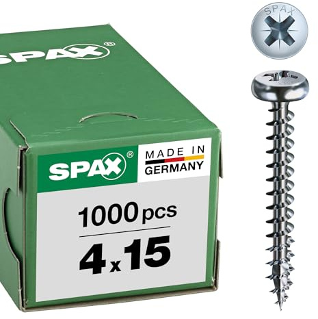 SPAX SPAX-Schrauben Pan-Head-Z, Blank Verzinkt, 4,0 x 15 mm - 1000 Stück