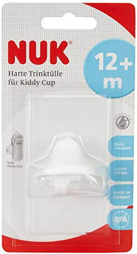 NUK Harte Ersatzsauger für Kiddy Cup Trinklernbecher | beißresistent, leichtgängig und auslaufsicher | weiß | 1 Stück
