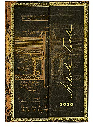 Paperblanks 12-Monatskalender 2020 Tesla, Sketch of a Turbine | Day-at-Time | Mini (100 × 140 mm)