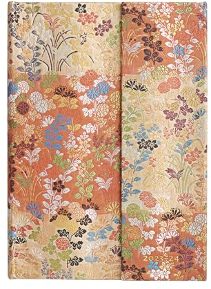 Paperblanks | 2024 Kara-ori | Japanese Kimono | 18-Month | Midi | Horiztonal | Wrap Closure | 208 Pg | 80 GSM