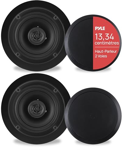 Pyle Deckenlautsprecher 150W 2 Wege Einbaulautsprecher, 13,3cm Einfacher Einbau in Flush Design mit Rundem Gitter, Ideal für Heimkino, Multiroom Audio, Café, Spa & Geschäfte