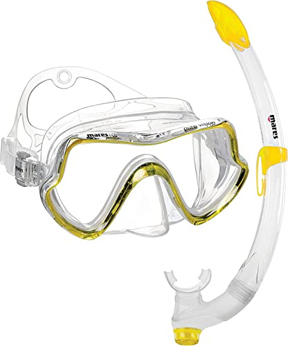 Mares Erwachsene Maske Plus Schnorchel Set Pure Vision Tauchmaske, Yellow/Clear, One Size