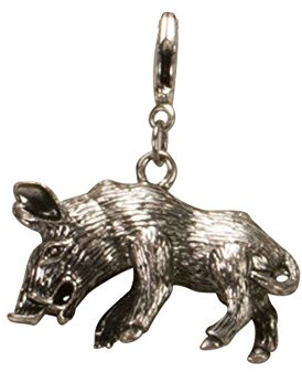 Alpenflüstern Trachten-Anhänger Wildschwein für Charivari oder Trachtenkette (antik-silber-farben) AAH092