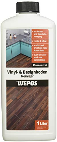 Wepos Vinyl-& Designboden Reiniger 1 Liter | Konzentrat | auch für Kunststoff und Gummibeläge | beseitigt mühelos Schmutz | entfernt Wachsreste
