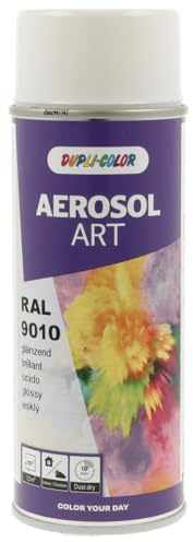 DUPLI-COLOR AEROSOL ART RAL 9010 reinweiß glänzend 400 ml, Spraylack für vielseitigen Einsatz, schnelltrocknend, hohe Deckkraft, für Innen- und Außenbereiche geeignet