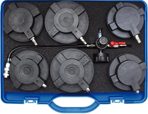 BGS 8959 | Turbolader-Ladeluft-System-Prüfkoffer-Satz | für Lkw | 7-tlg. | 3 Prüfadapter-Paare | Schlauch-Ø 105 - 110, 115 - 120, 125 - 130 mm | Druckregler mit Manometer