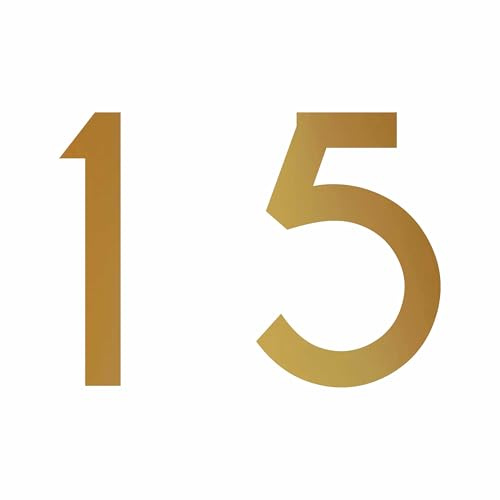 Zahl 15 in gold, 30 cm großer Sticker, wetterfeste Klebezahl | Selbstklebende Klebefolie für Hausnummern an Tür, Tor, Garage, Schaufenster und allen glatten Oberflächen