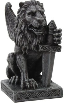 Pacific Giftware 14 cm geflügelten Löwe Gargoyle mit Schlacht Sword Statue Figur