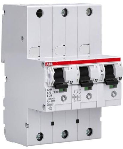 ABB S751/3DR-E35 SLS-Schalter 35A 3-polig - Hauptleitungsschutzschalter | E-Charakteristik, 25 kA Ausschaltvermögen, S750DR-Serie für DIN-Hutschiene 2CDH781001R2352