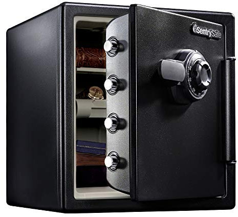 SentrySafe Fireproof and Waterproof Steel Home Safe with Dial Combination Lock, Secure Documents, Jewelry and Valuables, 34.8 Litres, 17.8 x 16.3 x 19.3 x Inches, SFW123CU