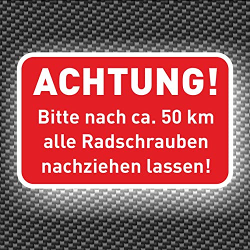 WERBEPUNKT. Aufkleber Reifen Radmuttern nachziehen 144 Stück | Wetterfeste PVC-Folie, UV-beständiger Digitaldruck, stark haftend, für innen und außen, Made in Germany