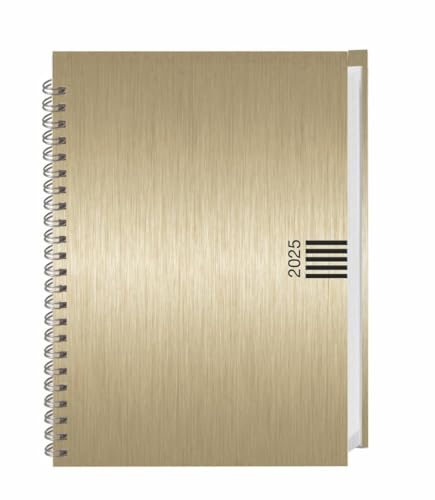 Wochen-Cheftimer A5, Alu gold 2025: Wochenkalender. Goldener Terminkalender in Aluoptik. Buch-Kalender mit Eckperforation und Spiralbindung. ... Planen von Terminen. (Kalenderbücher Heye)