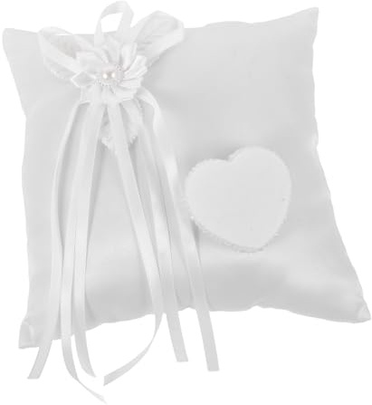 FAVOMOTO Ringkissen Hochzeit Braut Ehering- Kissen Kamelie Blumen Herz Traukissen Ringträger Schmuck Füllung Deko für Hochzeitsfeier Zeremonie