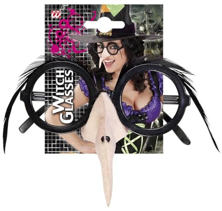 W WIDMANN MILANO Party Fashion - Hexennasen Brille | Mit Hexennase und Augenbrauen für Hexen zu Halloween, Karneval und Mottoparty