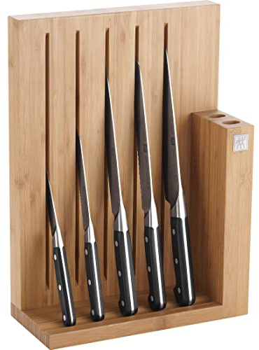 ZWILLING Pro Messerblock,6-tlg., Bambusblock, Messer aus rostfreiem Spezialstahl, 3-Nieten-Design, 125 x 275 x 380 mm, Schwarz