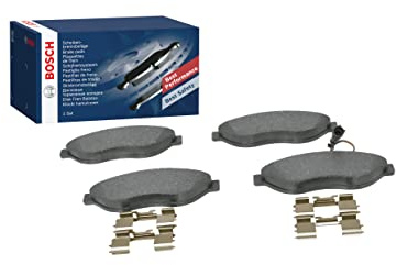 Bosch BP1021 - Plaquettes de Frein Avant pour Voiture - Qualité Bosch - Réduction du Bruit et de la Poussière - Certifié ECE-R90 - Sans Cuivre - Jeu de 4 Plaquettes - Avec Accessoires