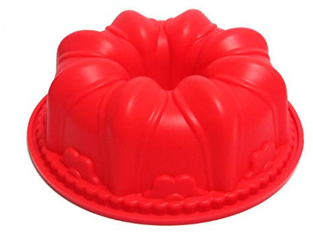 FantasyDay 9'' Lily Flower Silicone Baking Mould, Bundt Pans Birthday Tray-Wedding Festival Party Silicone Cake Mold for Muffin Candy Chocolates Gummy Butter Fondant Soap Bread Loaf Brownie Cornbread