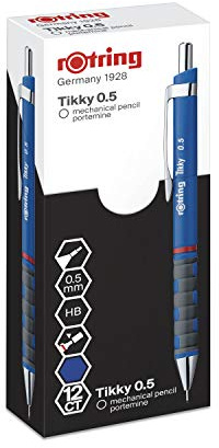rOtring Tikky Druckbleistift farblich gekennzeichnet | 0,5 mm | Blaue Schaft | 12er-Box