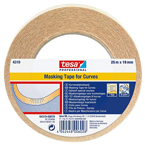 tesa 4319 Masking Tape for Curves, 19mm x 25m