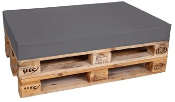 TexDeko® Palettenkissen 120x80x12 cm XL mit abnehmbaren Bezug Grau | Outdoor formstabiles Palettenpolster, wasserabweisend, UV-Schutz, XL Polsterhöhe, Bezug waschbar, Komfort Schaumstoff