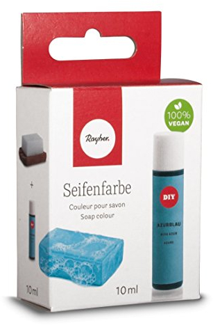 Rayher Hobby 34246374 Seifenfarbe, 10 ml, geruchsneutral, 100% vegan, schadstofffrei und ökologisch abbaubar, im wiederverschließbaren Kunststofffläschchen mit Schraubdeckel, gut dosierbar, azurblau