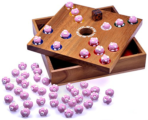 LOGOPLAY Funny Pigz - Big Hole - Würfelspiel - Gesellschaftsspiel - Brettspiel aus Holz