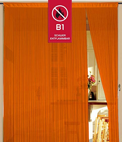 Kaikoon Fadenvorhang Fadenstore Messe B1 schwer entflammbar 150 cm x 300 cm orange Neu