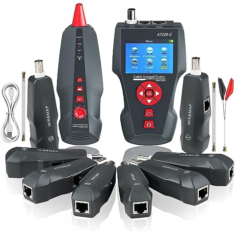 KALEA-INFORMATIQUE Testeur Pro pour réseau RJ45 RJ11 USB BNC. Teste la longueur des câbles et les cartographie. Fonction repérage, test PoE et PING. Enregistrement et export. Avec 8 SATELLITES