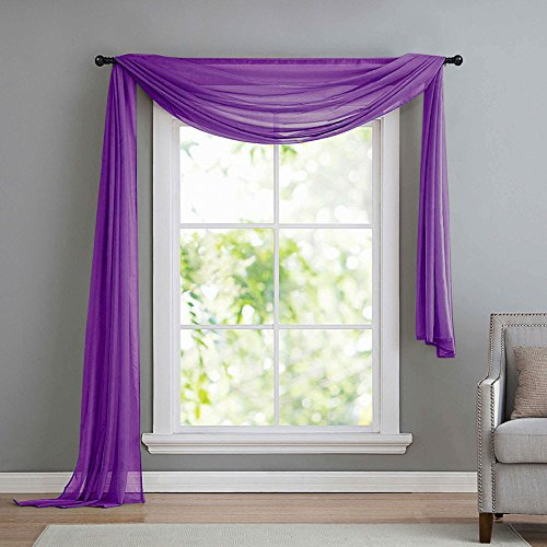 Querbehang Schal Freihanddeko Voile transparent Lila 140x600 »Bern« | Fensterdeko, Hochzeitsdeko, Betthimmel, Raumteiler und Tischläufer - 6 Meter zum Drapieren, rundum gesäumt, waschbar 40 Grad