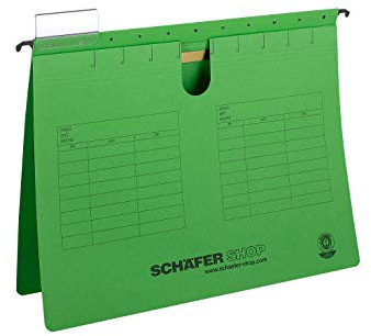 SCHÄFER SHOP Hängehefter A4 grün – Recycling-Karton Hängemappe Hängeregister - Heftzunge oben, verschiebbare Vollsichtreiter - 25 Stück, grün
