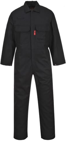 Portwest Buzo Ignífugo Bizweld, Tamaño: S, Color: Negro, BIZ1BKRS