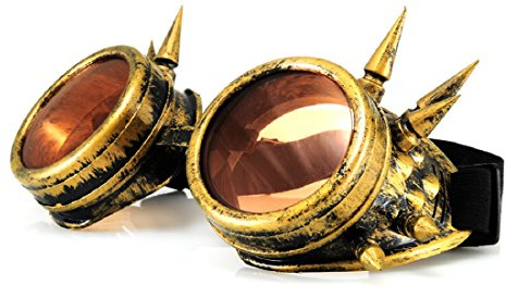 4sold (TM Steampunk Antique Copper Cyber Goggles Rave Goth Vintage Victorian Like Sunglasses See All Pictures (Goggles Studs Gold)