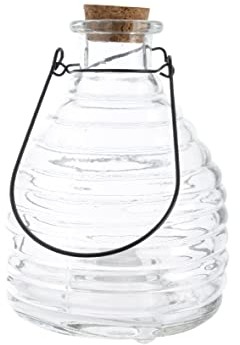 Wespenfalle Glas mit Henkel 17cm x 1 Stück Wespenfänger Insektenfalle Fliegenfalle hängend klar