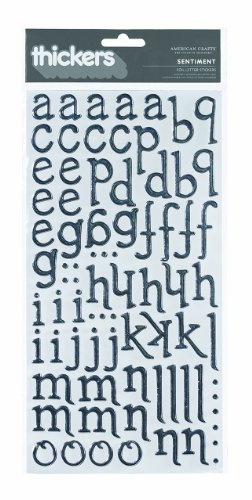 American Crafts Thickers Foil Stickers, 6 by 11-Inch, Sheet-Sentiment-Silver