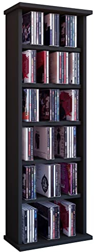 VCM 25241 Vostan Noir Tour pour 150 CD/DVD sans Porte en Verre Imitation Structure Bois