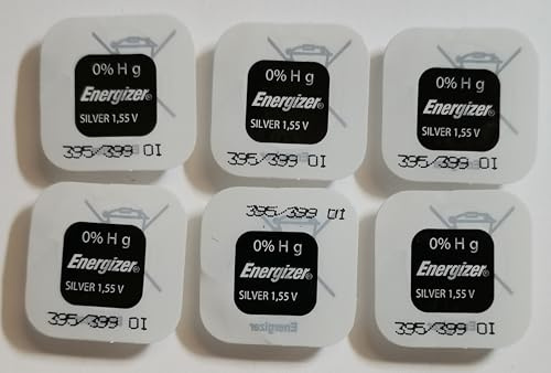 ENERGIZER Lot de 6 Blisters de 1 Pile Oxyde d'Argent pour montres 395/399 SR57
