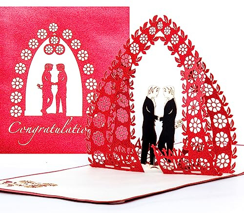 3D Wedding Card Mr & Mr – Congratulations Cards for Gay Wedding – hochwertige Pop-Up Hochzeitskarte zur schwulen Hochzeit - edle 3D Karte zur gleichgeschlechtlichen Ehe & Trauung