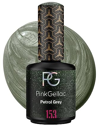 Pink Gellac UV Gel Nagellack - 153 Petrol Grey 15 ml - Lang Anhaltend UV Nagellack Grau - Gel UV für 14 Tage Nägel in Salonqualität - Made in Holland