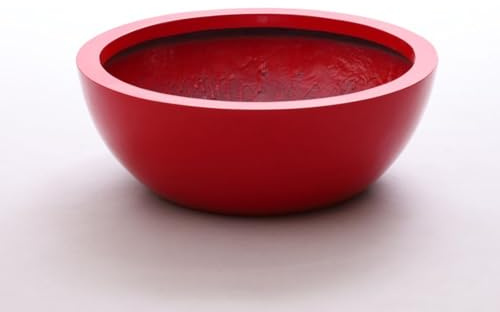 Elegant Einrichten Pflanzschale Fiberglas rund D34xH12cm Hochglanz rot.